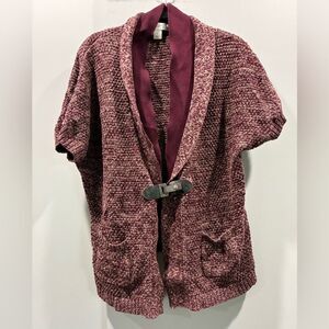 CJ Banks Burgundy Knit Cardigan